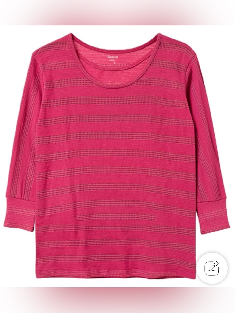 Pink Lotus Bright Pink Striped 3/4 Sleeve Tee